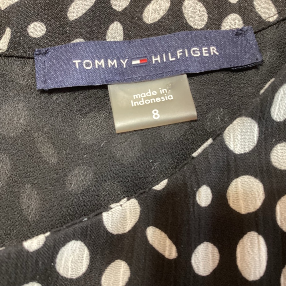 Tommy Hilfiger Polka Dot Maxi Dress Black White Size 8 Sleeveless No Belt - Picture 5 of 10